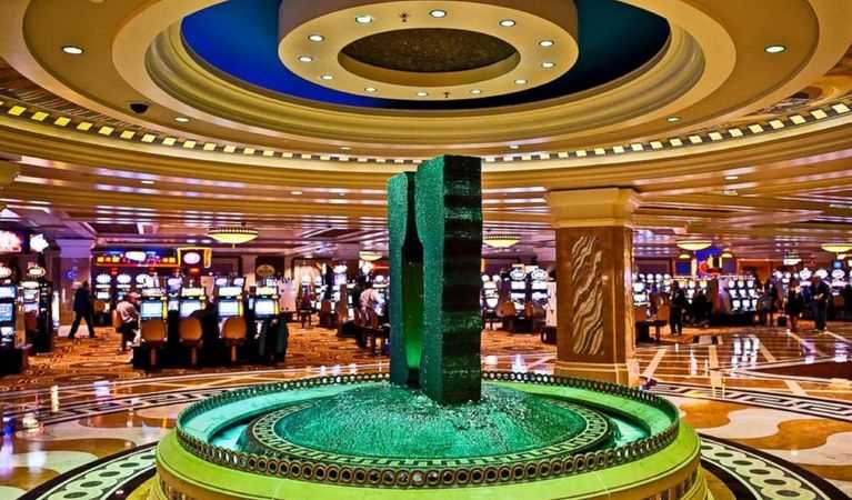 A fountain in the middle of a casino.