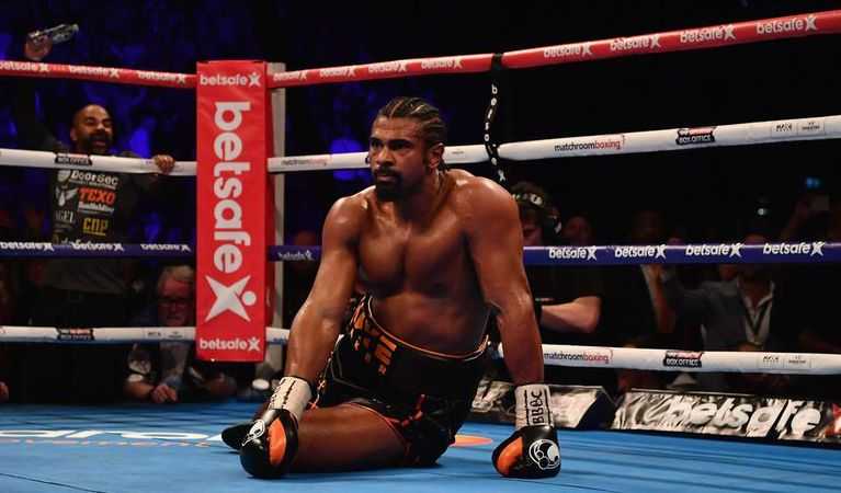 David Haye sitting in the ring