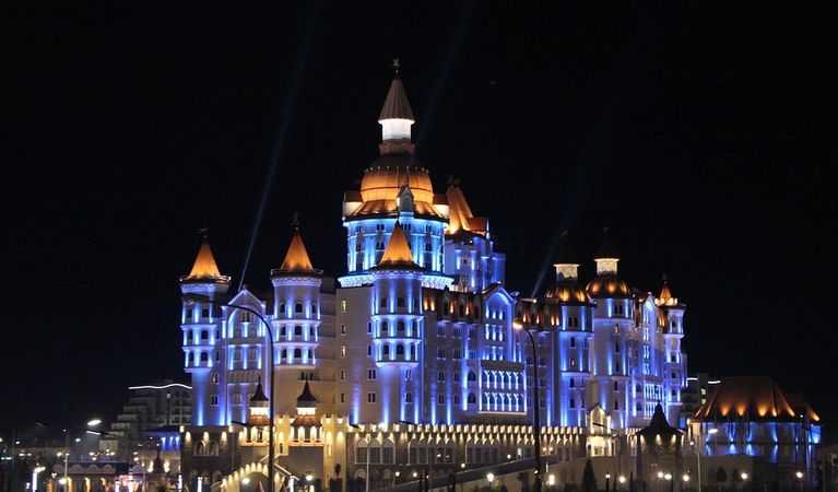 A building in Sochi at night