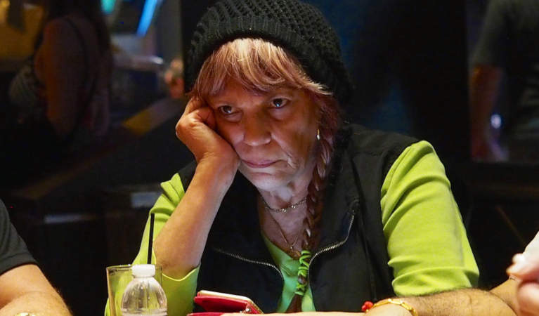 Barbara Enright playing a game of poker.