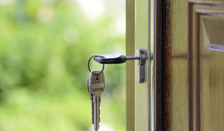 A key in a door's keylock