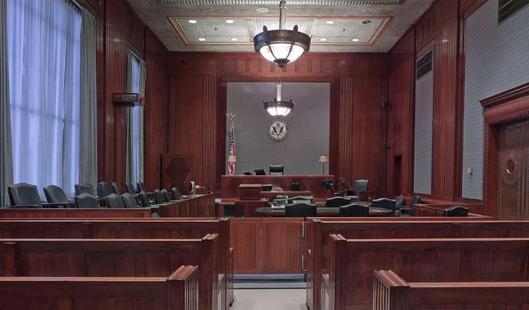 An empty court room in the US