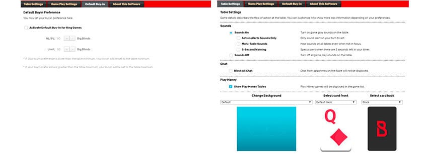 Bovada account control user interface