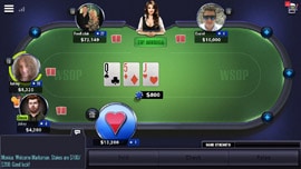 WSOP mobile app game screen