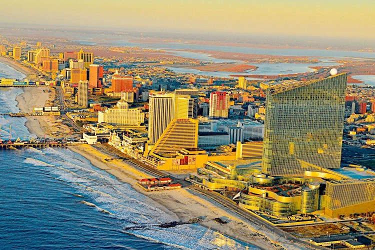 Atlantic City's casinos doting the coast line.