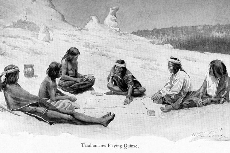 Native Americans playing a game of Quinze.