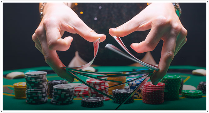 Image of Female Poker Dealer dealing cards