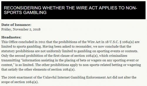 The original DOJ opinion submitted in 2018.