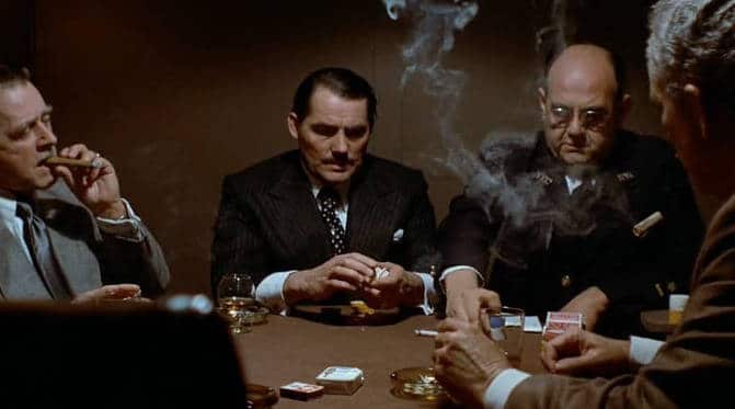 A poker scene in The Sting, a movie about professional poker cheats.