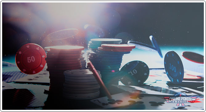 Image of poker chips on table