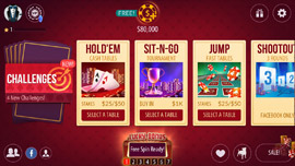Zynga poker mobile app main menu screen